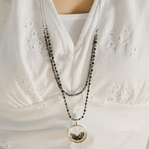 Origami Owl 32" Silver Beaded Double Layer Chain